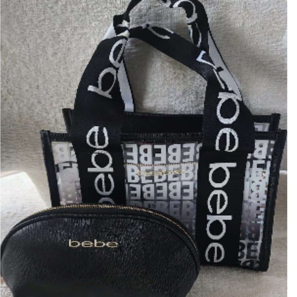 Bebe Black Tote and Pouch Set